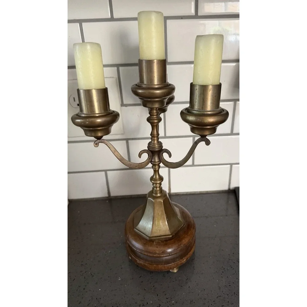 Vtg Brass 4 Arm Candelabra Candlestick Holder Ornate Hollywood Regency